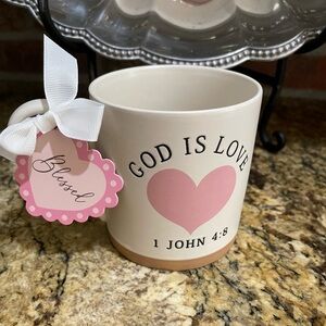 Sunday Morning Ceramics GOD IS LOVE 1 JOHN 4:8 mug - Brand new - Stone bottom